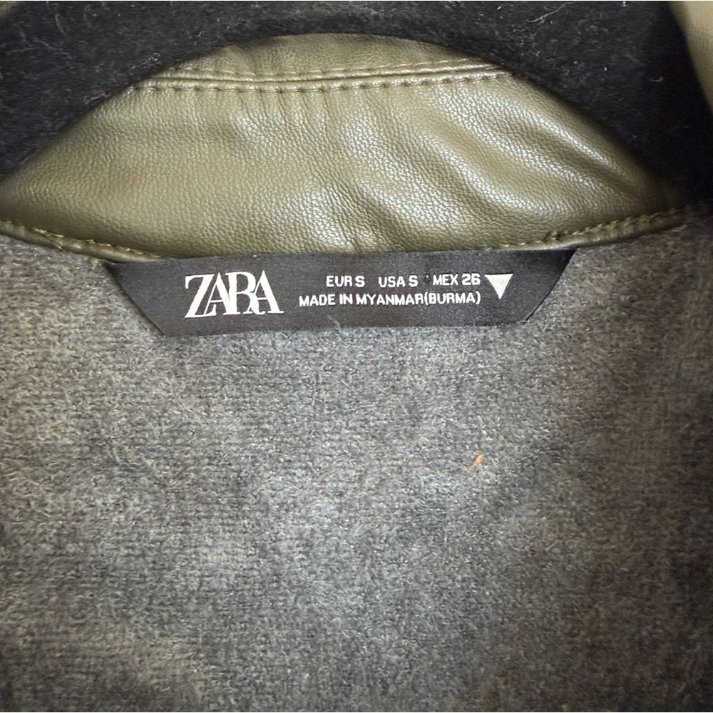 Zara Women’s Green Faux Leather Jacket - Picture 5 of 8